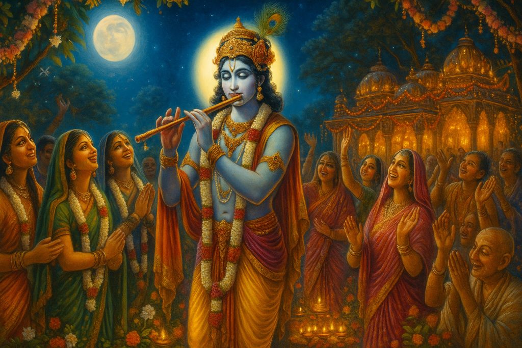 Janmashtami celebrates Sri Krishna’s divine appearance to protect Dharma, guide humanity, and inspire loving devotion. It is a time to remember His teachings, relish His pastimes, and deepen our attachment to Him.