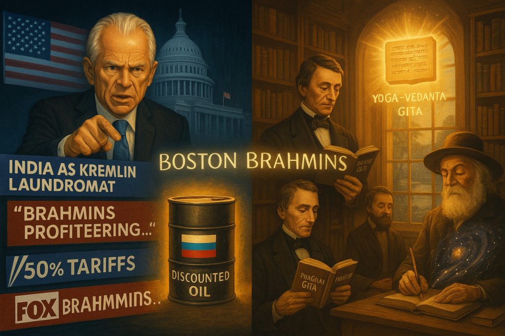 When Navarro decried “Brahmins profiteering,” he overlooked history. The original “Boston Brahmins”—Emerson, Thoreau, and Whitman—brought India’s Gita and yoga into America’s soul, building a bridge of wisdom, not division.