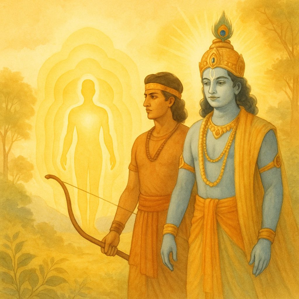We are not the body—yet we are bound to its duties. True progress comes when we care for the body without becoming enslaved by it, and rise steadily toward transcendence with Krishna’s guidance and Arjuna’s disciplined effort.